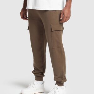 Gymshark REST DAY ESSENTIALS CARGO JOGGERS Regular Fit Penny Brown Small NWT